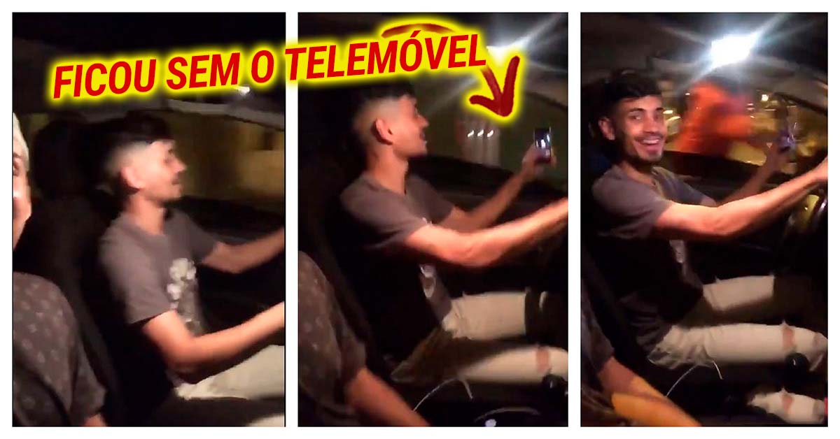 Tentou gravar vídeo com o telemóvel fora do carro, mas esqueceu-se que estava no Brasil