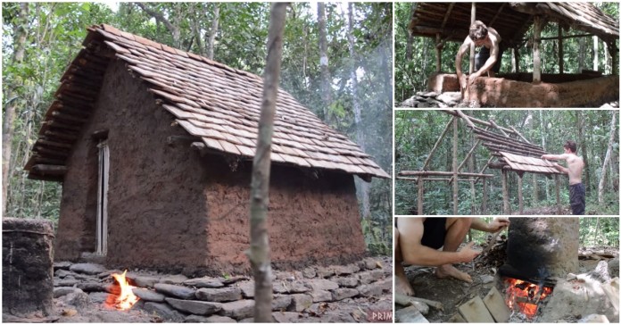 Demorou 102 dias a construir uma cabana do zero utilizando apenas ferramentas e técnicas primitivas