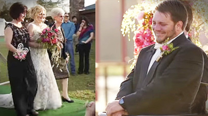 No dia do casamento este homem paralisado surpreende, literalmente, a sua noiva