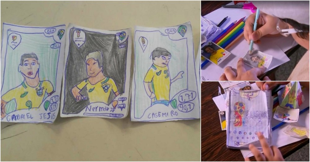 Menino sem dinheiro desenhou os próprios cromos e fez uma caderneta do Mundial