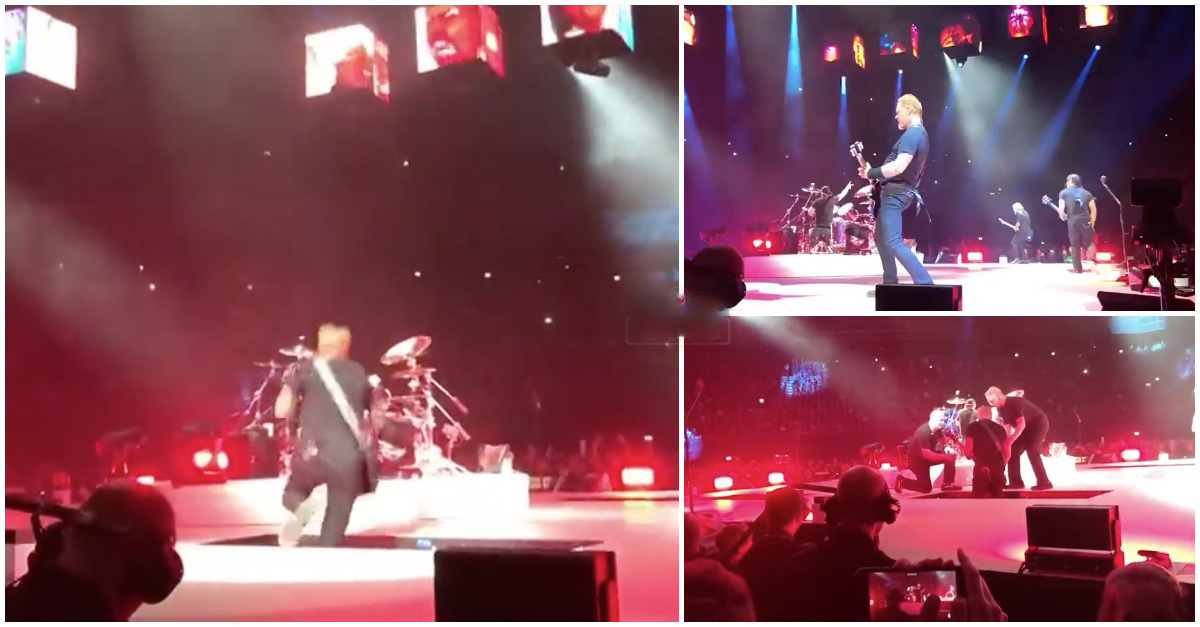 Vocalista dos Metallica cai num buraco durante um concerto em Amesterdão