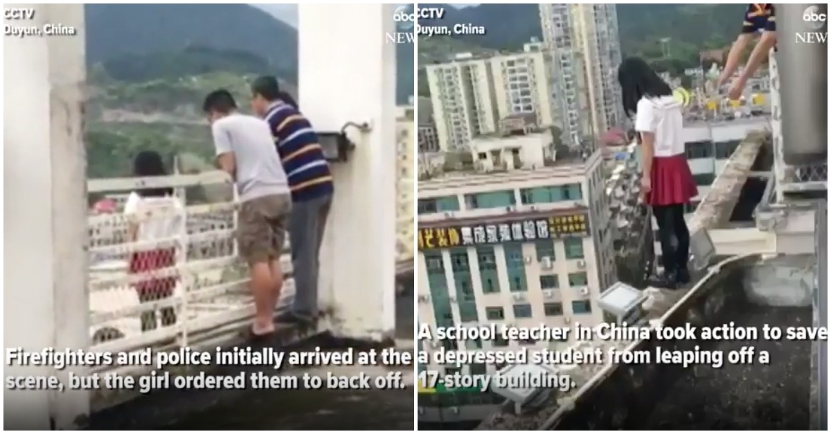Professor salva aluna quando esta se preparava para se lançar do alto de um edifício