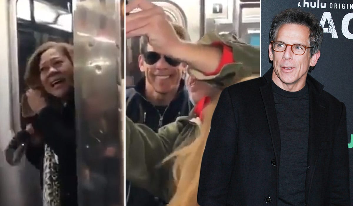 A reação de uma mulher ao encontrar o ator Ben Stiller no metro
