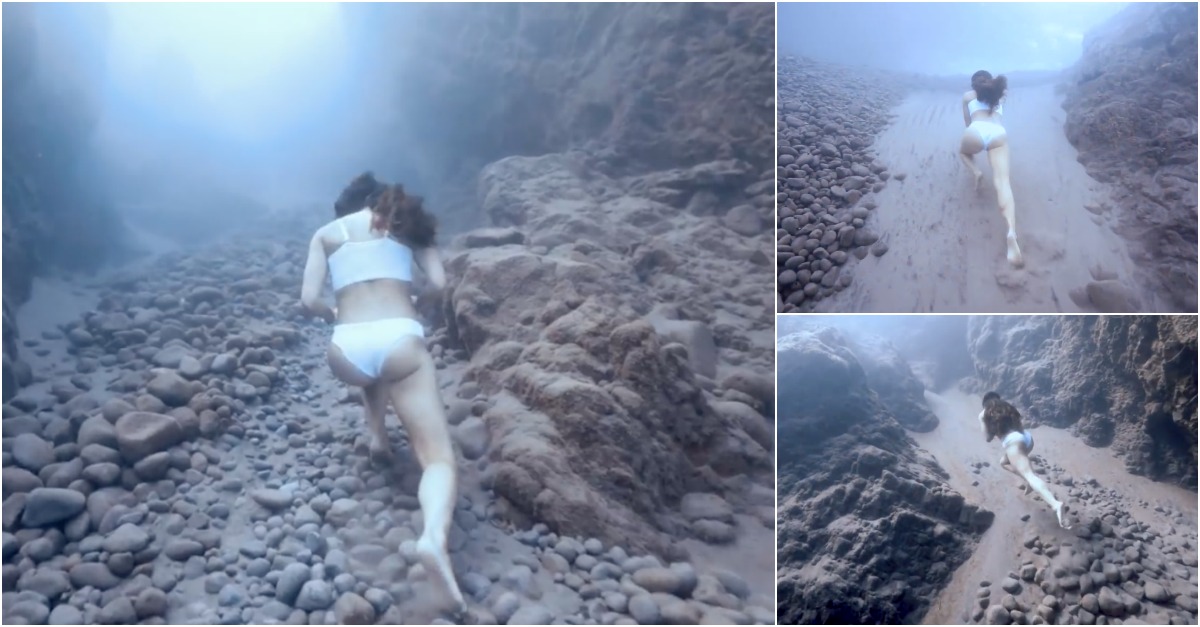 Jovem colombiana com pulmões invejáveis corre debaixo de água