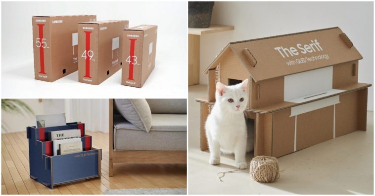 Novas Caixas Das TVs Da Samsung Podem Ser Reutilizadas Para Fazer Casas Para Gatos