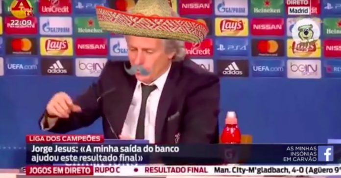 Jorge Jesus tenta falar espanhol depois do jogo contra o Real Madrid