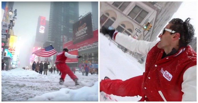 YouTuber transforma Nova Iorque em pista de snowboard