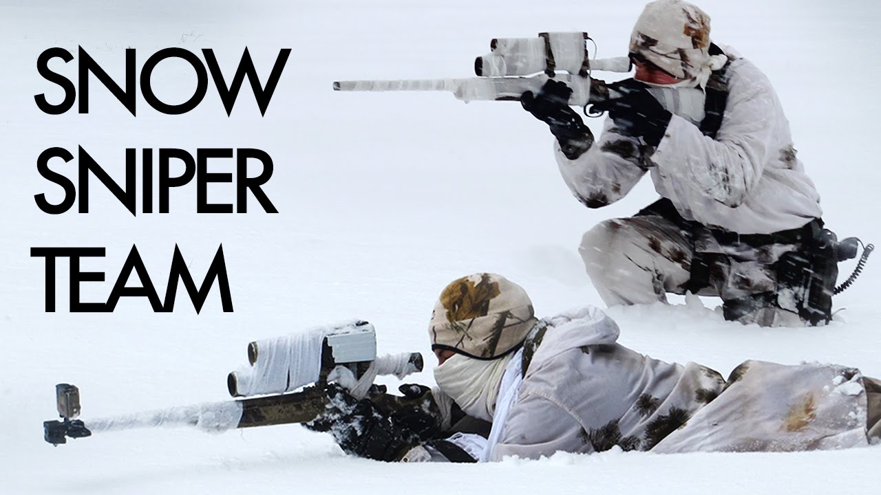 Sniper profissional de AirSoft mostra o seu talento também a jogar na neve