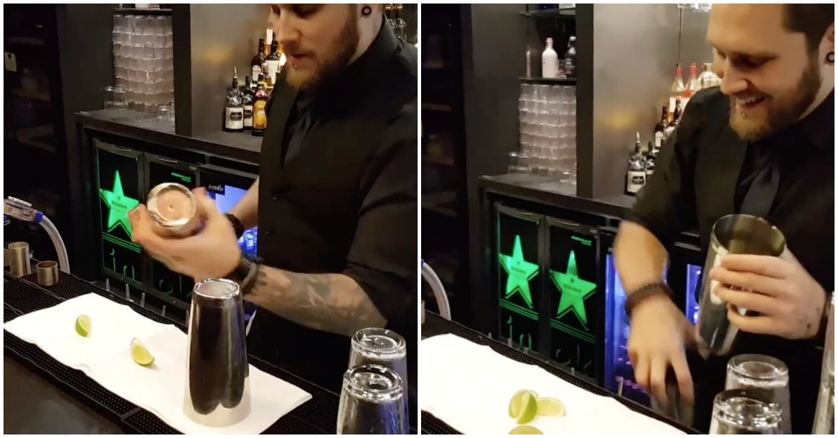 Mágico barman deixa cliente de boca aberta