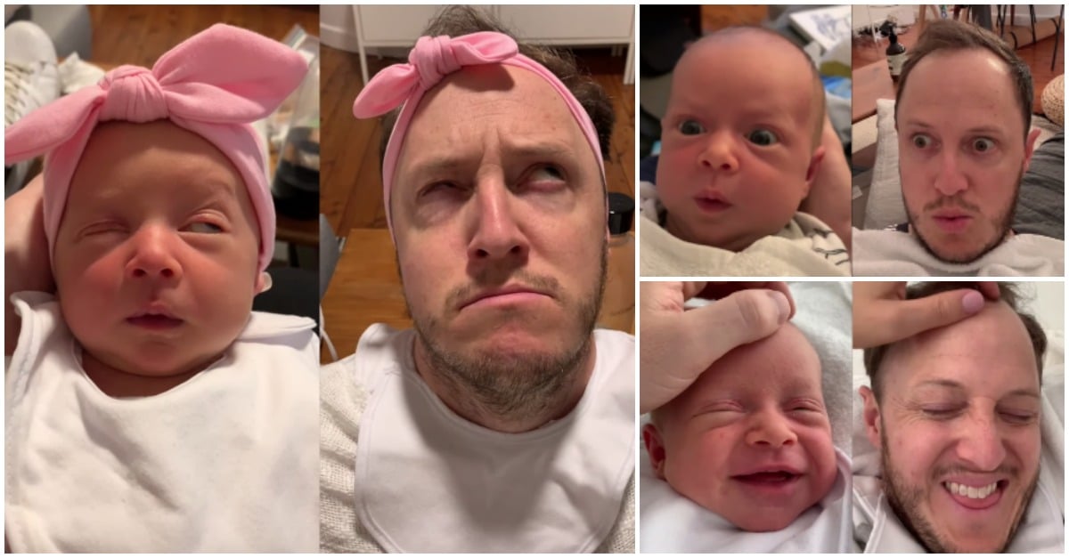 Expressões de pai a imitar as caretas da filha recém-nascida tornam-se virais