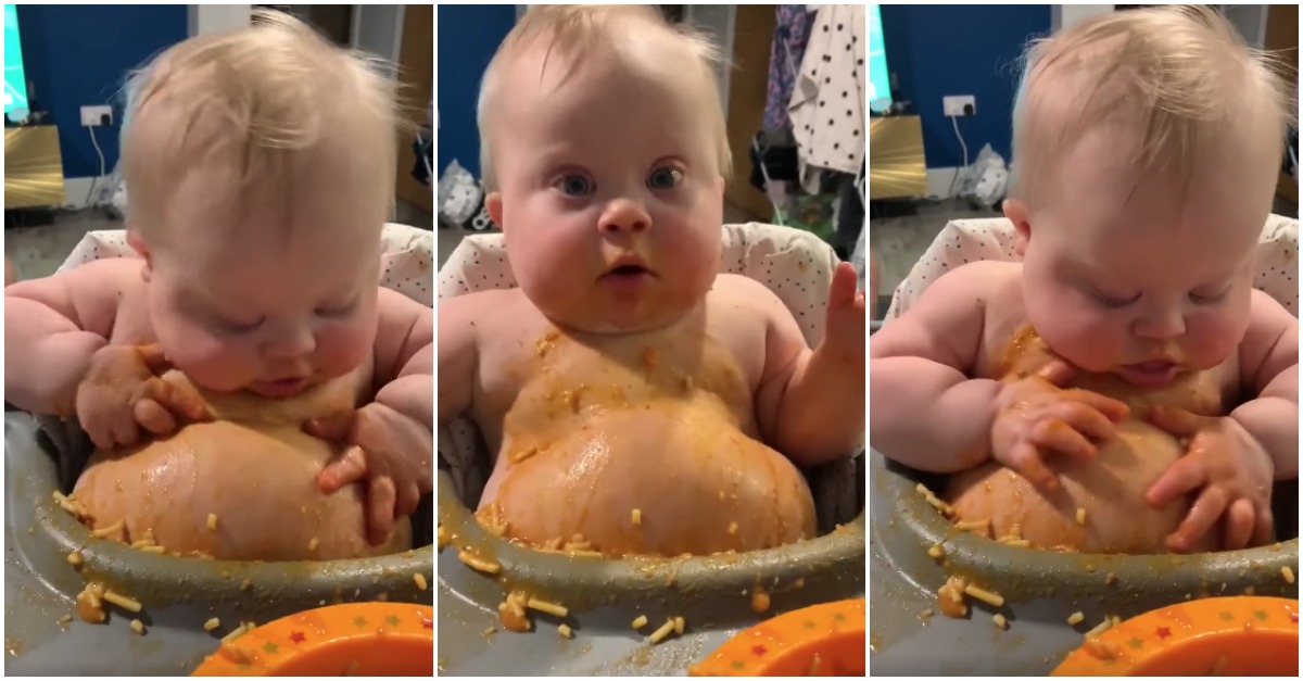 Bebé toma banho com massa à bolonhesa e imagens viralizam na Internet