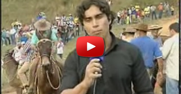 Acidente com reporter em corrida de mula