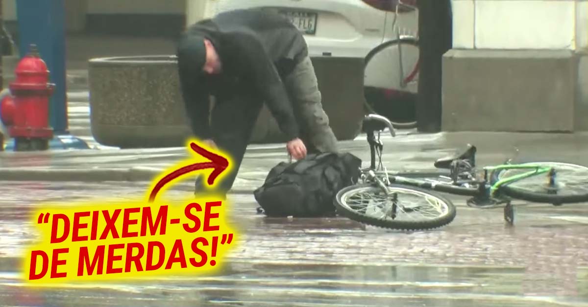 Ciclista fura barreira policial para provar que mochila suspeita não era uma bomba