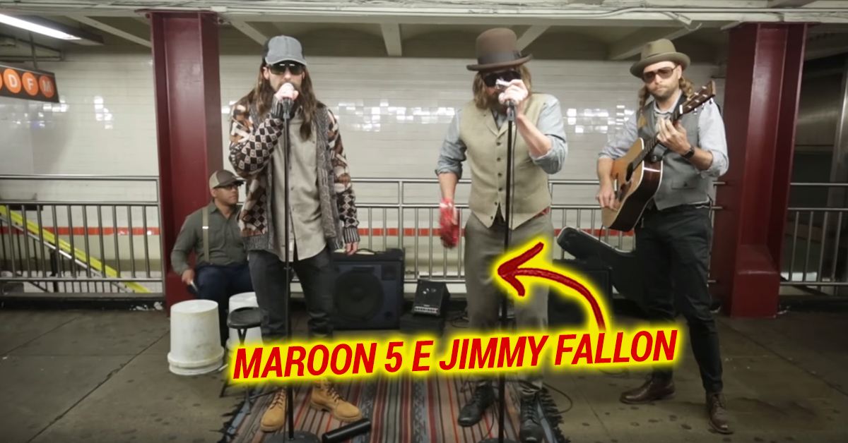 Maroon 5 e Jimmy Fallon surpreendem fãs ao tocar disfarçados no metro de Nova Iorque