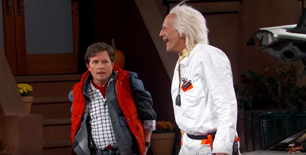 Marty McFly e Doutor Brown chegam a 2015 e têm deceção no programa de Jimmy Kimmel