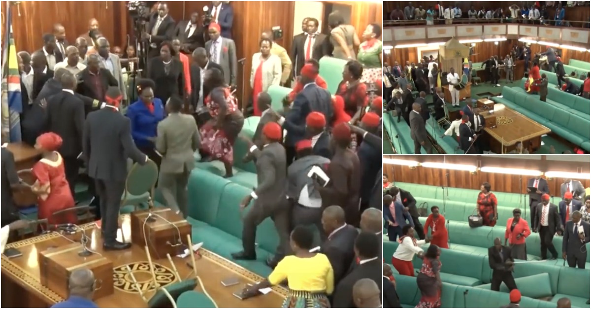 Pancadaria no parlamento do Uganda... foi tudo pelo ar!