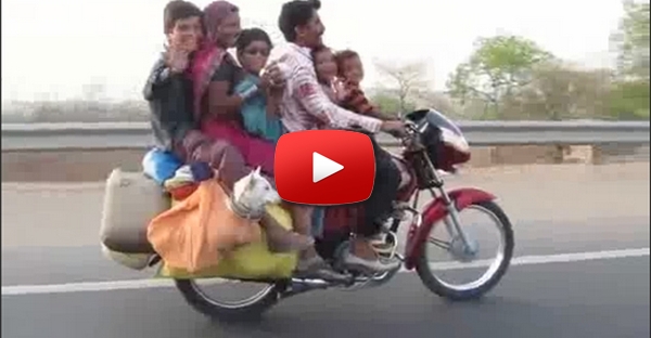 6 man Indian Bike (6 people 2 dogs and loads of luggage).avi