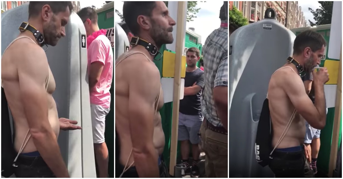 Homem encontra forma surreal de beber os litros que quiser num festival em Amesterdão