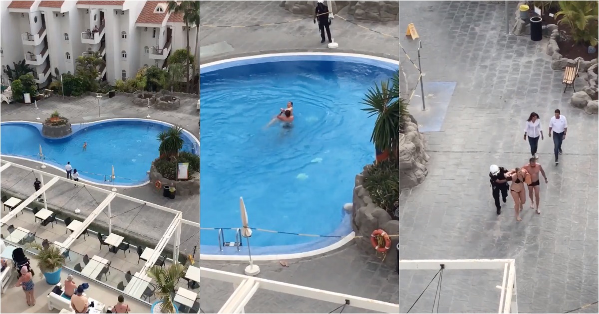 Polícia espanhol mergulha em piscina para prender turista que ignorou restrições