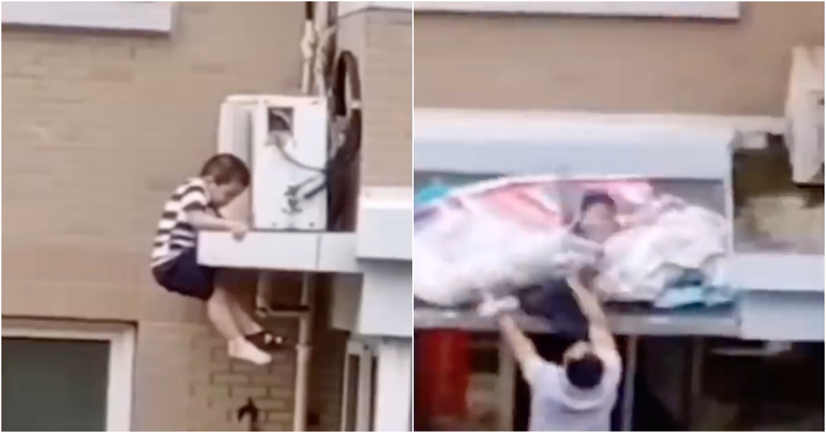 Homem agarra menino de 2 anos que caiu do 5º andar de um prédio