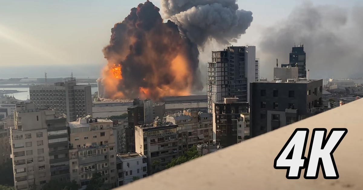 Novo vídeo com imagens em 4K da explosão em Beirute