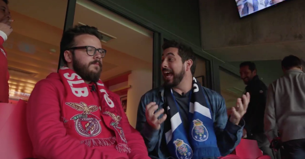 Benfiquista e portista a assistir ao clássico nos camarotes do Estádio da Luz