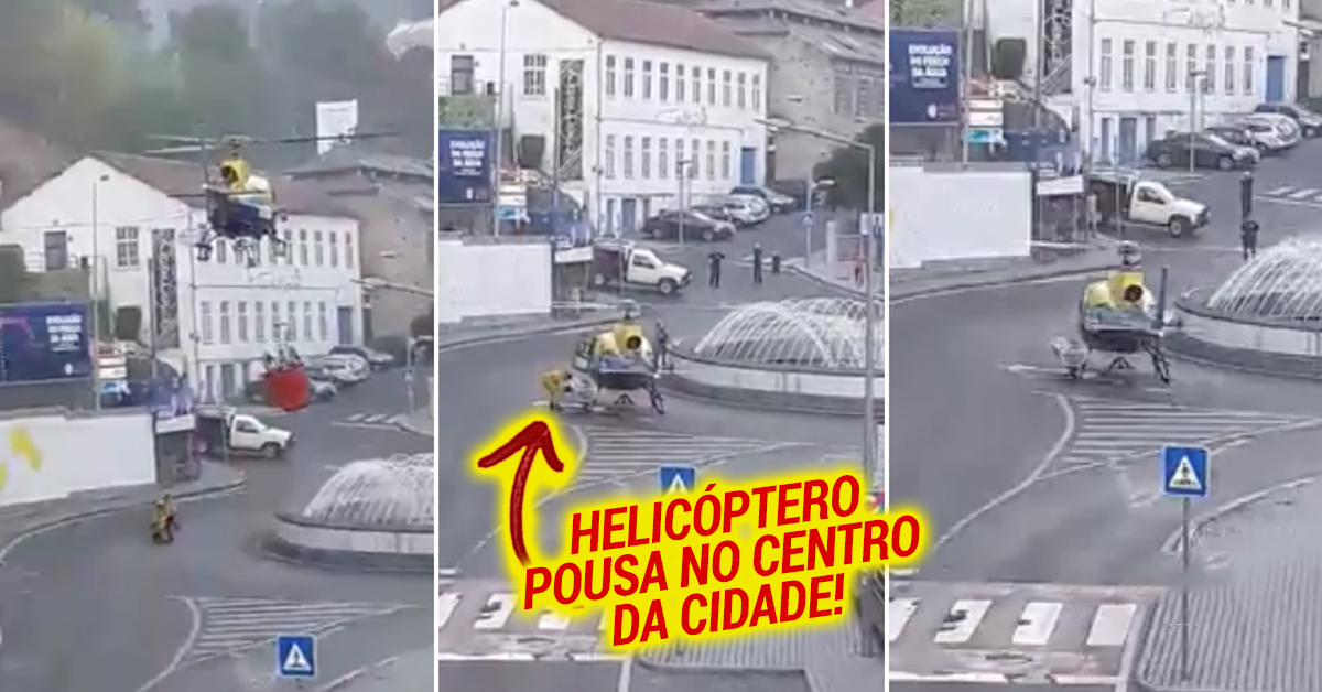 Vídeo mostra helicóptero de combate aos fogos a pousar na rotunda na Covilhã
