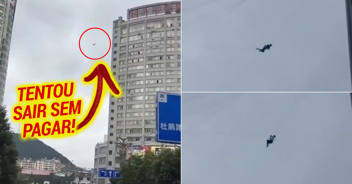 Homem pendura-se em fios de telefone para sair do hotel sem pagar