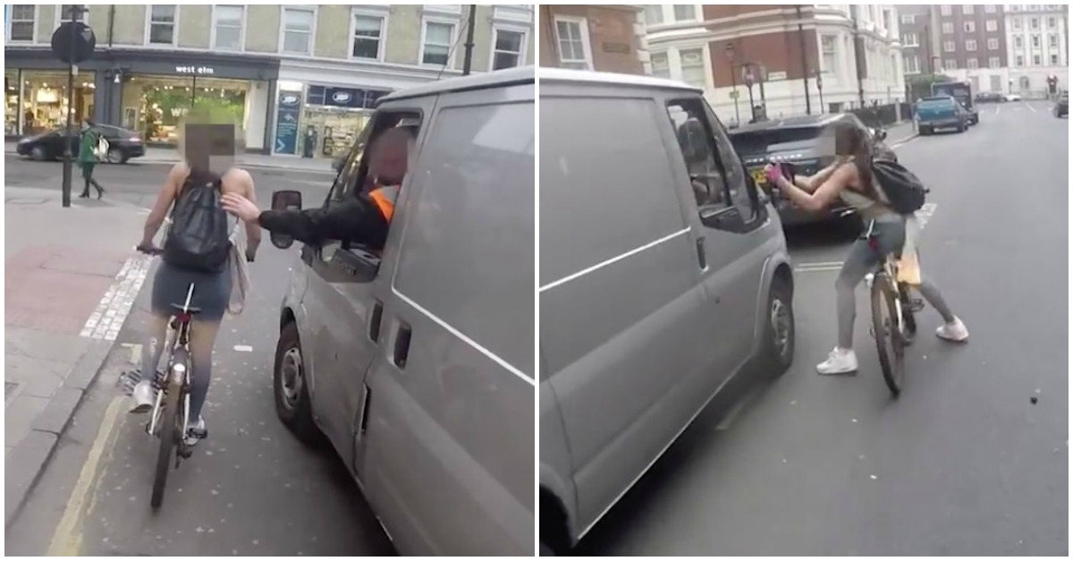 Mulher ciclista vinga-se de condutor BADALHOCO que mandou bocas