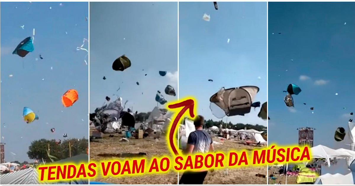 Tornado invade festival de música e só se viram tendas a voar