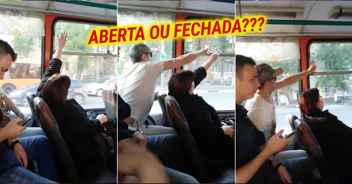 Uma grande disputa para fechar ou abrir uma janela de autocarro