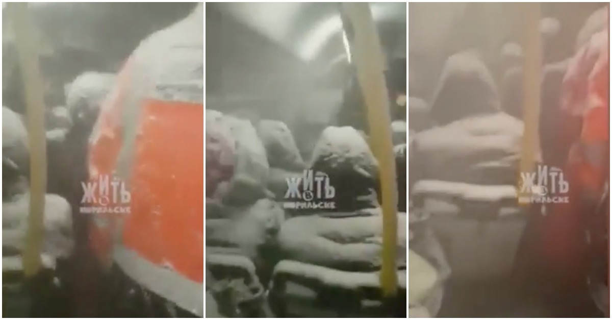 Apenas uma viagem de autocarro na Rússia num dia de muito frio