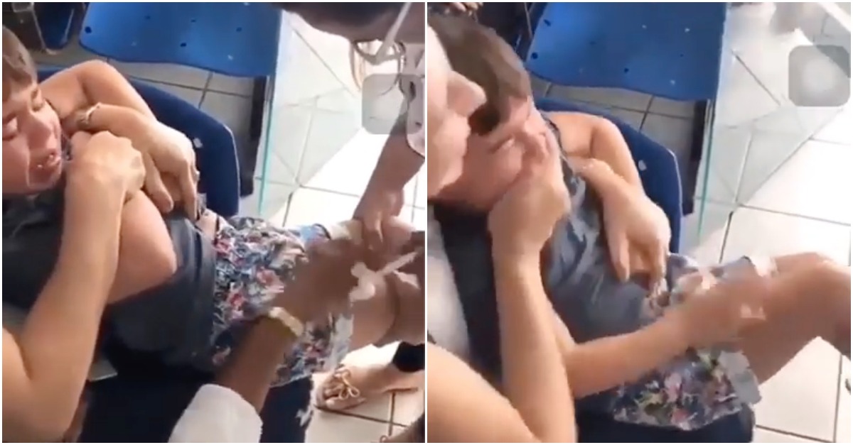 Menino chama o que não devia a enfermeira depois de levar uma vacina contrariado