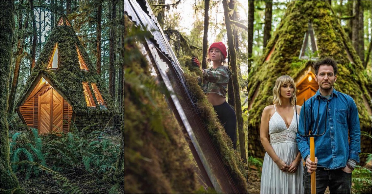 Casal constrói cabana mágica no meio da floresta