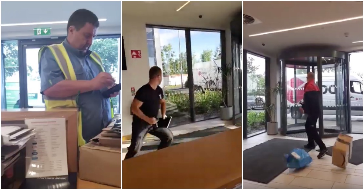 Rececionista troll assusta estafetas ao dizer-lhes que se esqueceram do travão de mão