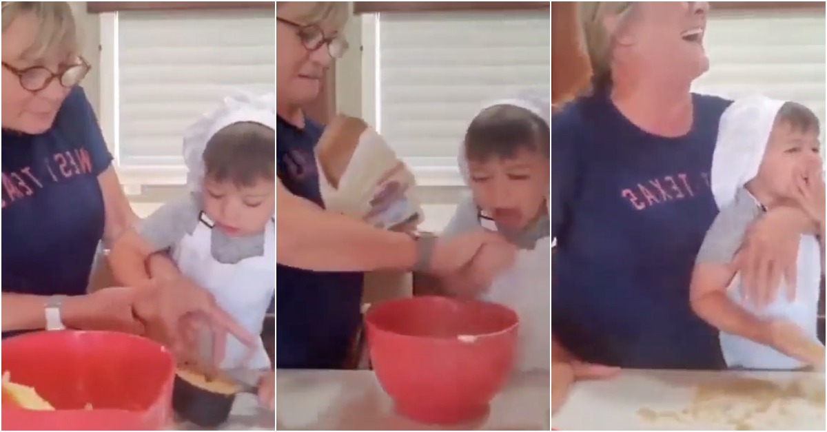 Apenas um ajudante de cozinha com muita gula na preparação de um doce