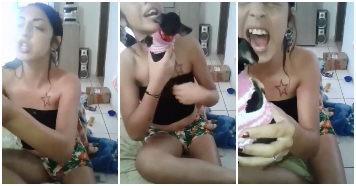 Cadela não suporta ouvir a dona a cantar e… urina-lhe na boca