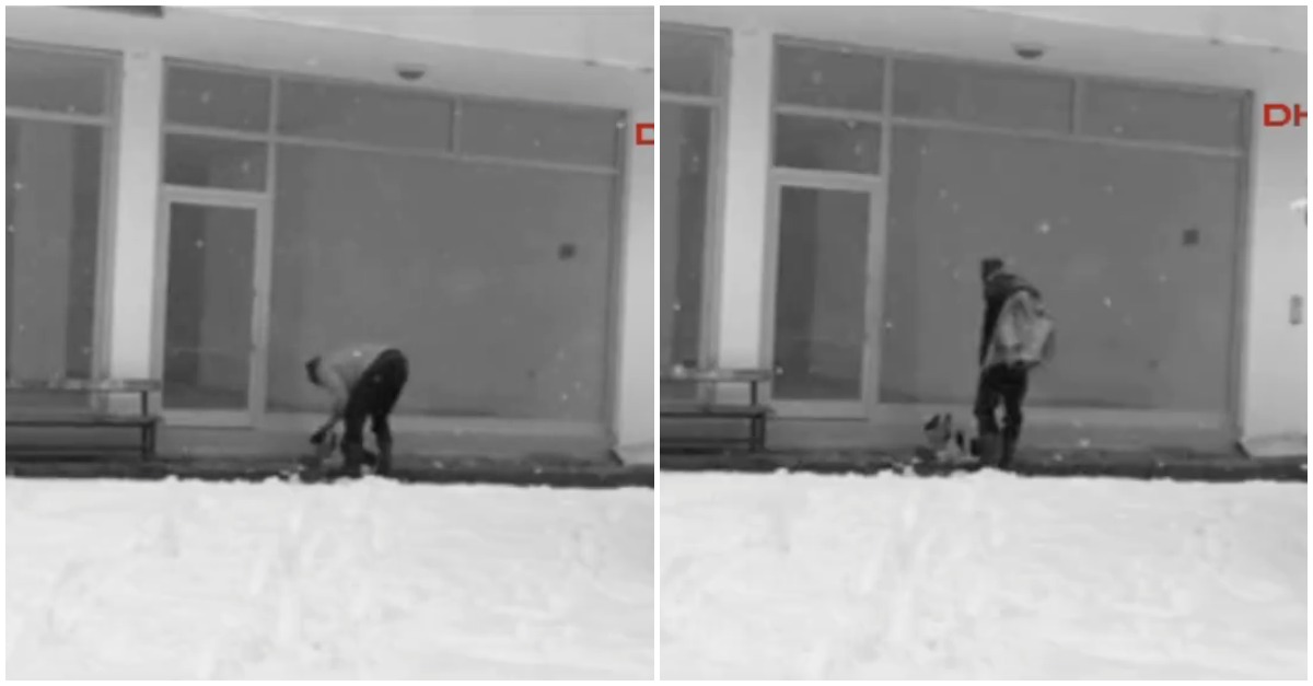 Imagens mostram homem a ter gesto de extrema bondade para com um cão de rua ao frio