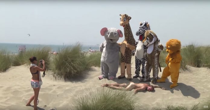 Rémi Gaillard demonstra como seria um safari humano