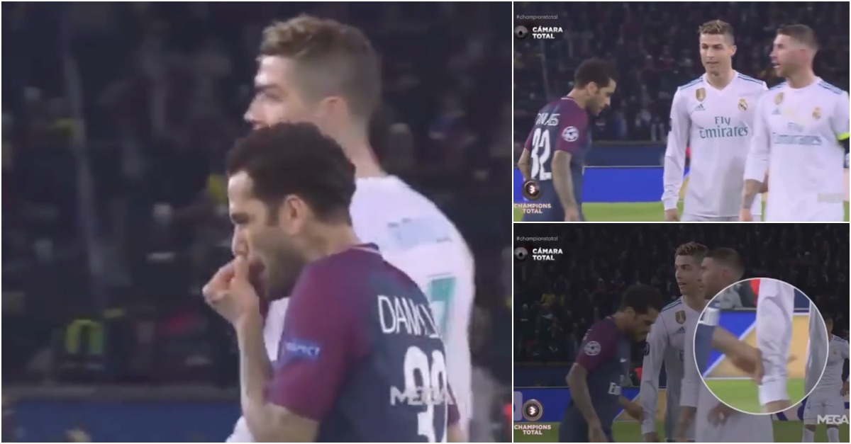 Dani Alves usou a camisola de Cristiano Ronaldo para limpar o nariz
