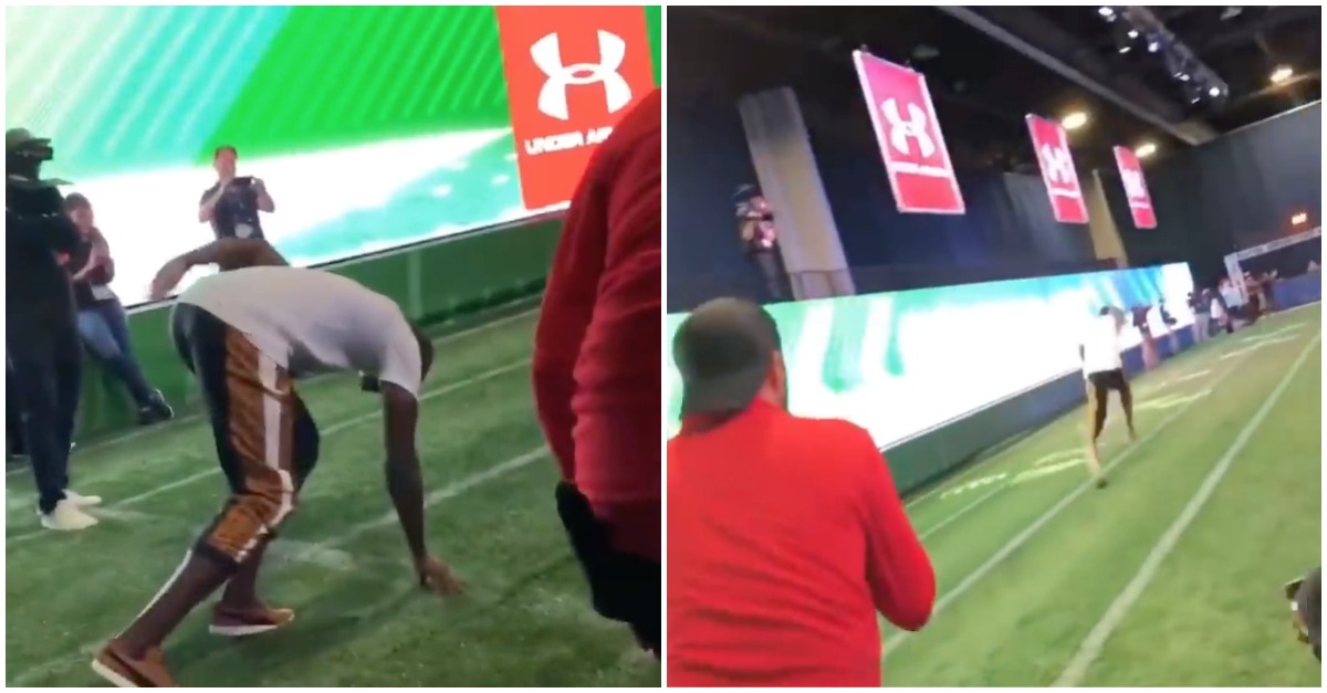 Usain Bolt iguala recorde das 40 jardas na NFL... com roupa e ténis do dia a dia!