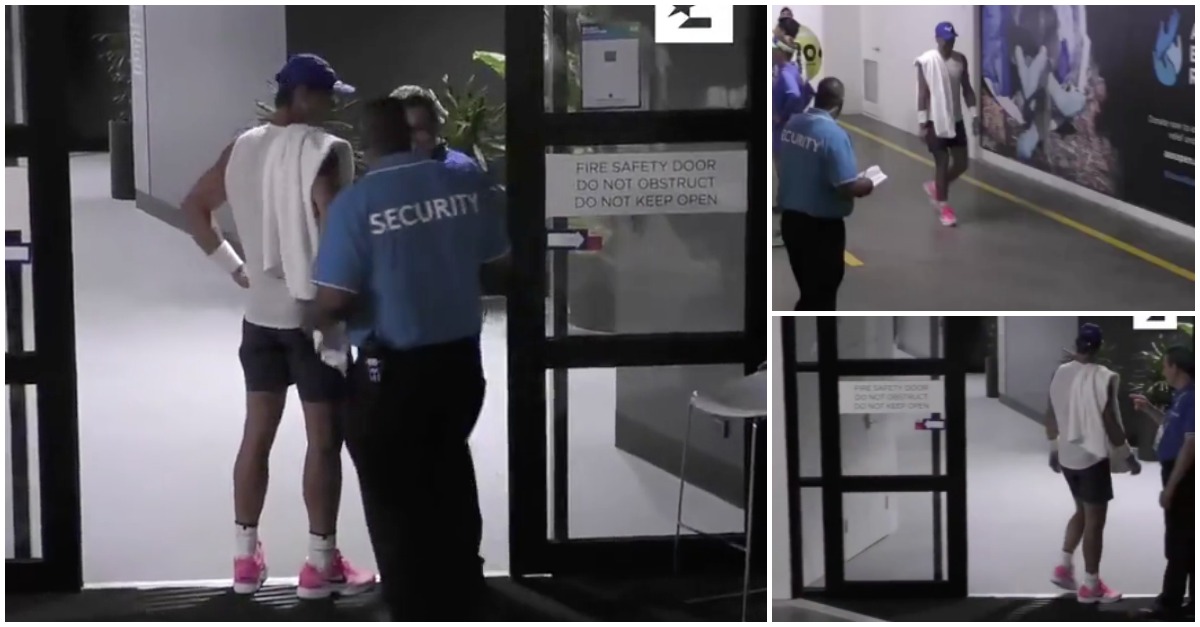 O insólito momento em que Rafael Nadal é parado por seguranças à entrada dos balneários