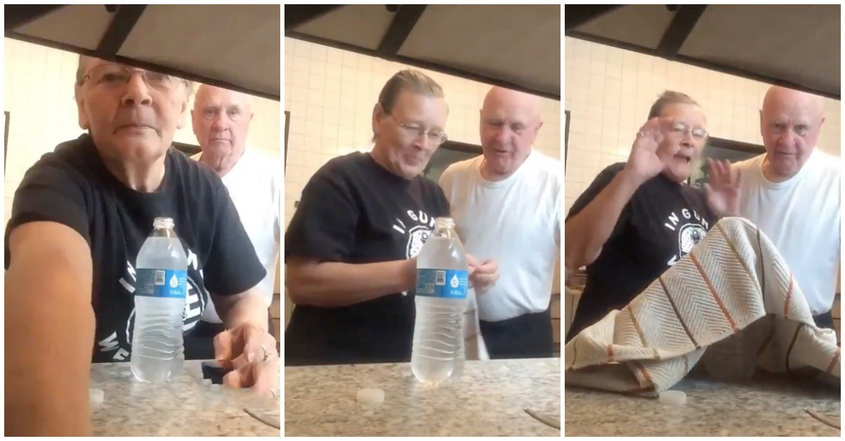 Senhora mostra que nunca se é velho demais para a brincadeira e apanha marido!