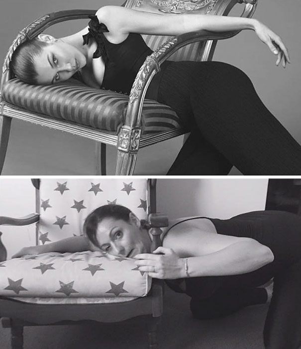 Este senhora recriou algumas fotos de celebridades, o resultado é de rir
