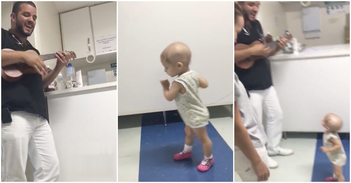 Pediatra canta e toca música para animar menina doente em hospital
