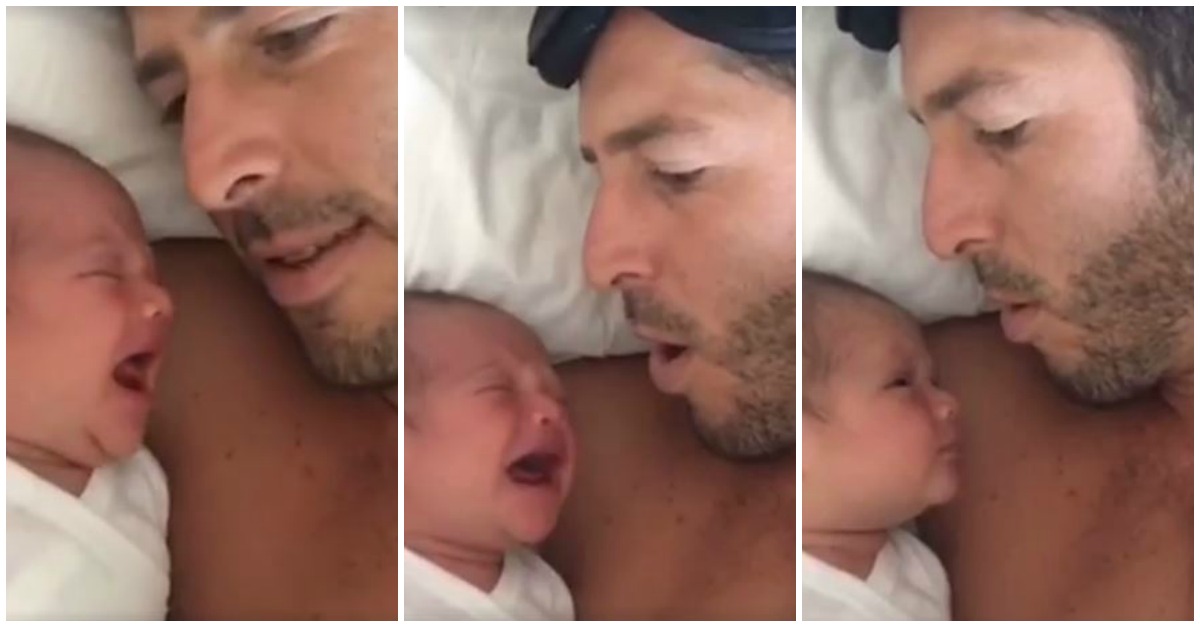 Pai usa forma hilariante de fazer com que o bebé pare de chorar