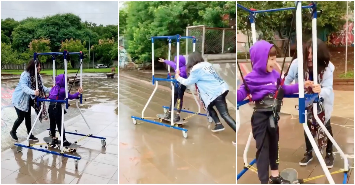 Mãe realiza sonho do filho com paralisia cerebral de andar de skate