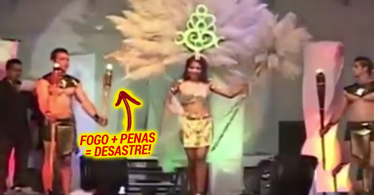 Concorrente pega fogo durante um concurso de beleza