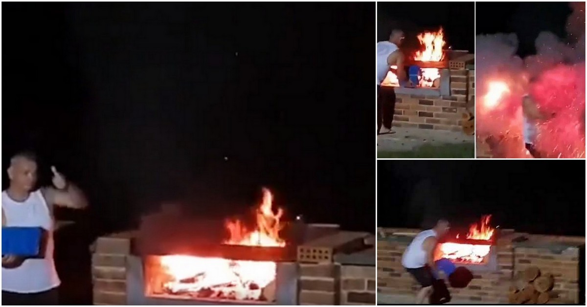 Homem quase morre ao tentar acender uma churrasqueira