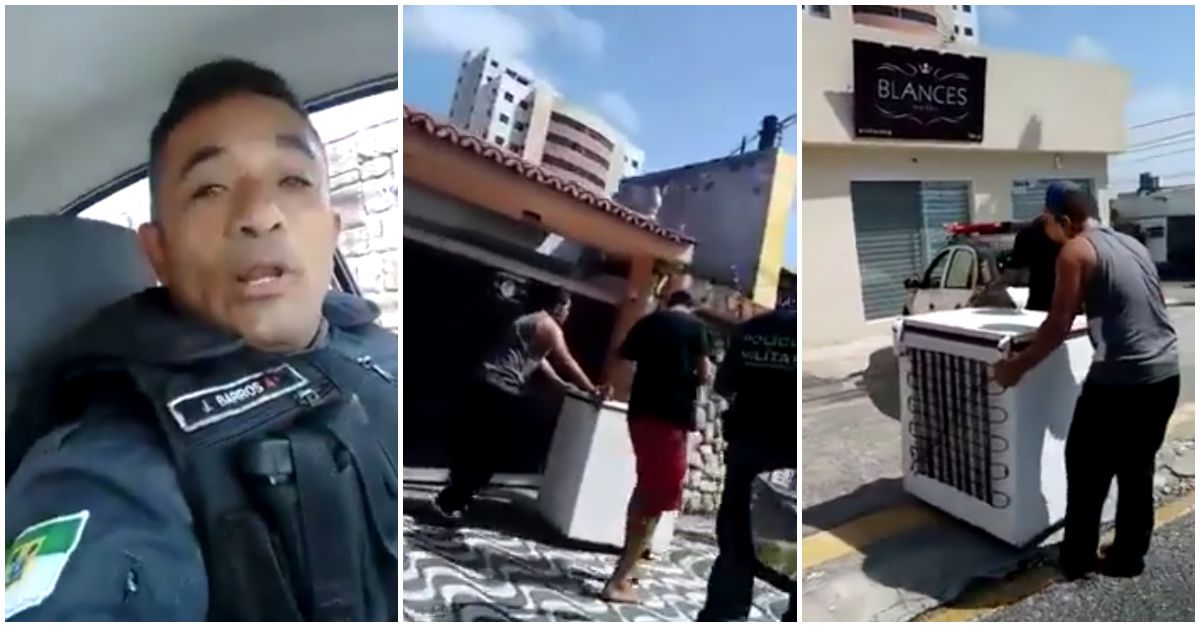 Polícia apanha ladrões a roubar frigorifico e obriga-os a devolver